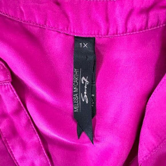 Melissa McCarthy Seven7 Magenta V-Neck Button Up Blouse Size 1X - Picture 9 of 12